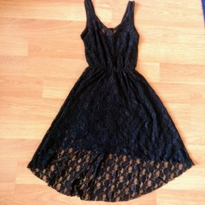 Black lace high low dress